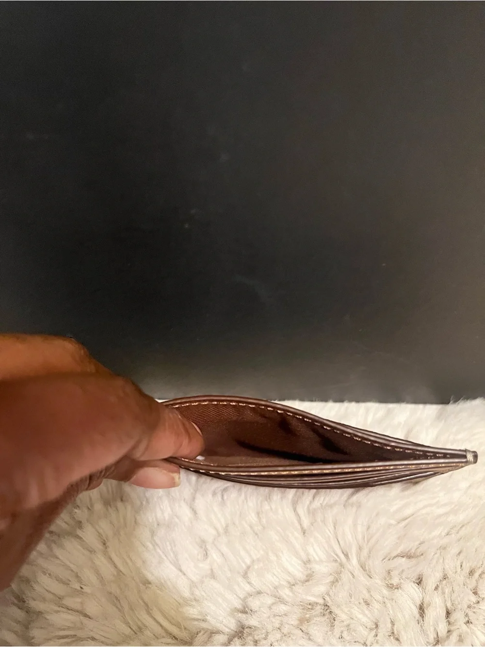 Coach Canvas Card Holder in Khaki & Saddle